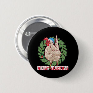 Merry Cluckmas - Christmas Chicken 6 Cm Round Badge