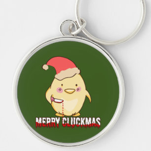 Merry Cluckmas, Funny Christmas Chicken Key Ring