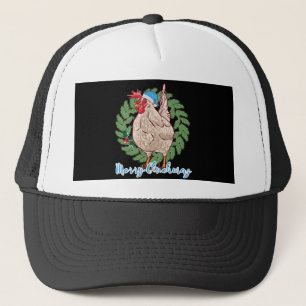 Merry Cluckmas Funny Christmas Hen Trucker Hat