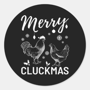 Merry Cluckmas Funny Christmas Xmas Chicken Vintag Classic Round Sticker