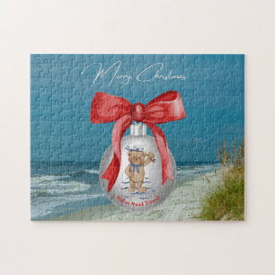 Merry Coastal Christmas Hilton Head Island Beach Jigsaw Puzzle
