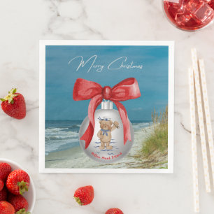 Merry Coastal Christmas Hilton Head Island Beach Napkin