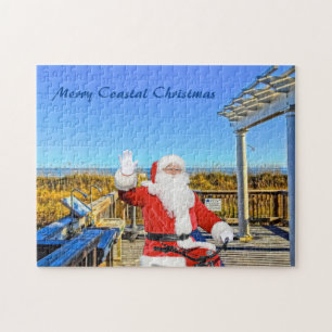 Merry Coastal Christmas Hilton Head Island Santa Jigsaw Puzzle
