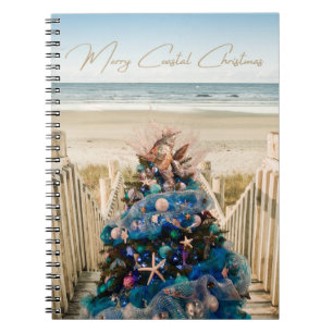 Merry Coastal Christmas Tropical Beach HolidayTree Notebook