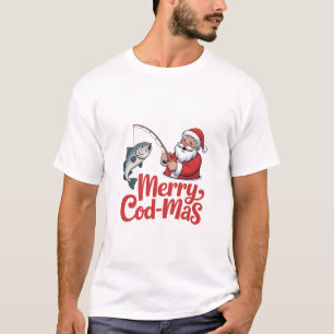 Merry Cod-Mas Christmas Santa Fishing T-Shirt