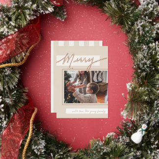 Merry Color Block Foil Holiday Photo Card