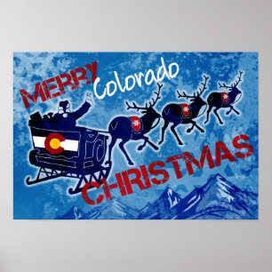Merry Colorado Christmas grunge greeting poster