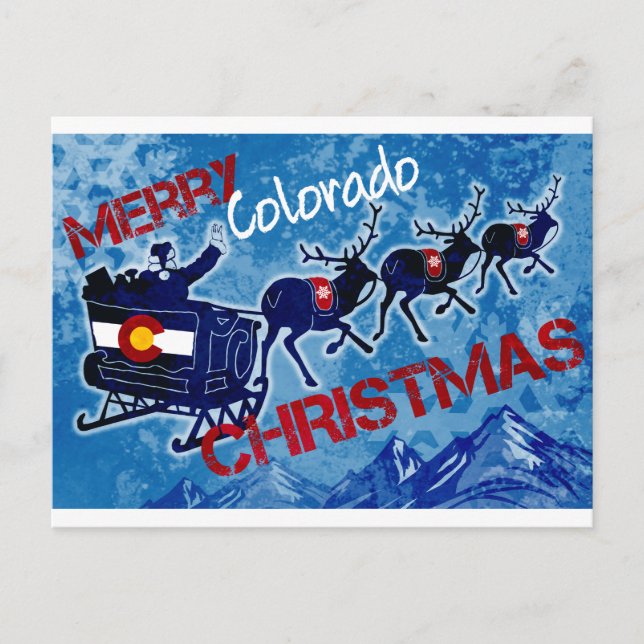 Merry Colorado Christmas grunge postcard (Front)