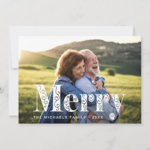 Merry Coral Swirls Photo Christmas Holiday Card