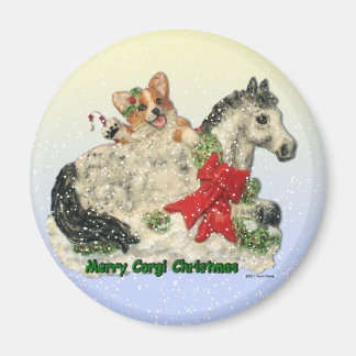 "Merry Corgi Christmas" Corgi & Pony Magnet