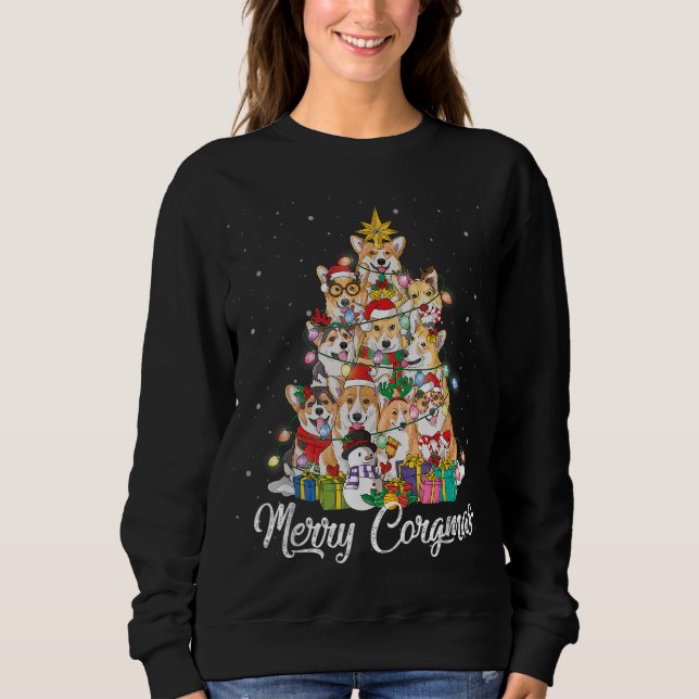 Merry Corgmas Corgi Christmas Tree Fairy Lights Do Sweatshirt (Front)