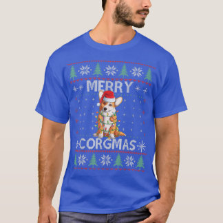Merry Corgmas Funny Corgi Christmas Tree Light Ugl T-Shirt