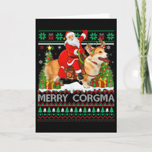 Merry Corgmas Funny Ugly Santa Riding Corgi Christ Card