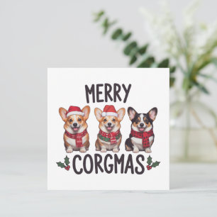 Merry Corgmas Santa Hat Christmas Corgi Dog Mum  Holiday Card