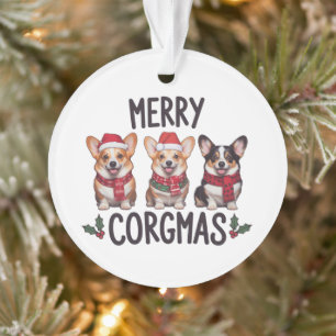 Merry Corgmas Santa Hat Christmas Corgi Dog Mum Ornament