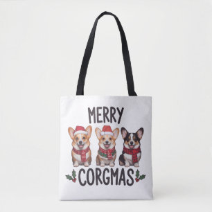 Merry Corgmas Santa Hat Christmas Corgi Dog Mum Tote Bag