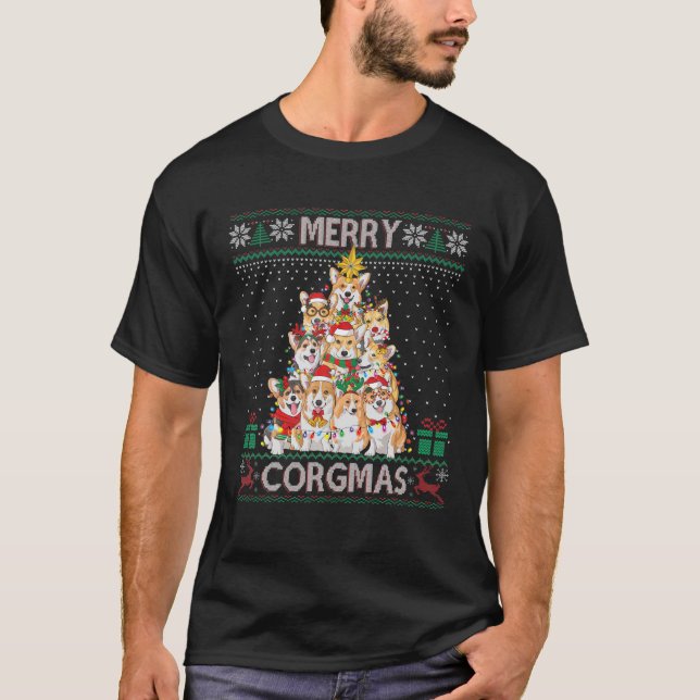 Merry Corgmas Ugly Sweater Funny Corgi Christmas T (Front)
