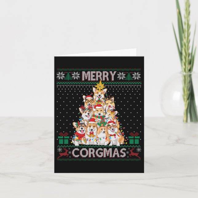 Merry Corgmas Ugly Sweater Funny Corgi Christmas T Card (Front)