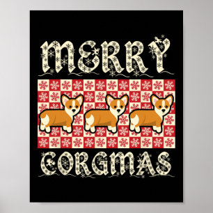 Merry Corgmas Xmas Dog Breed Design Corgi Dogs  Poster