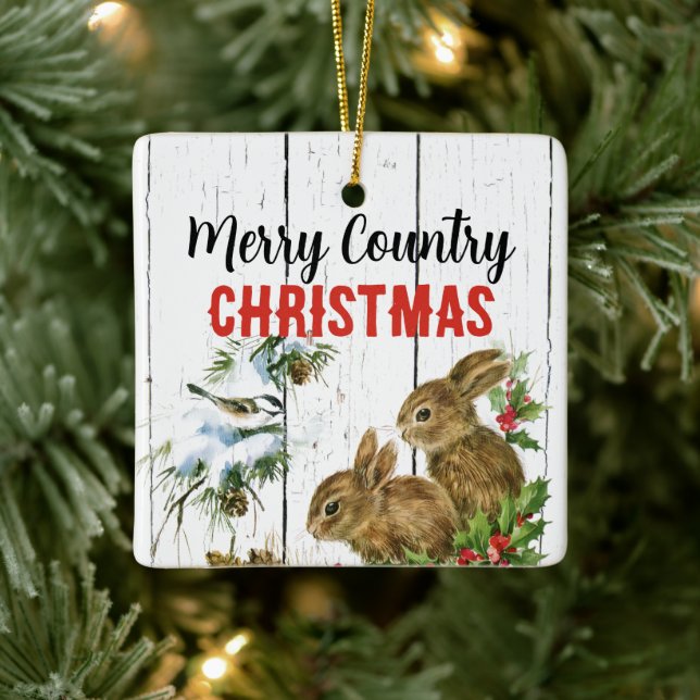 Merry Country Christmas Add a Name Ornament (Tree)
