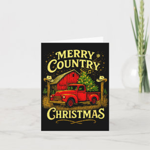 Merry Country Christmas Vintage Truck And Barn Hol Card