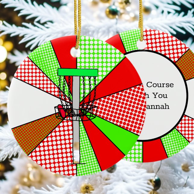 Merry Course-mas Disc Golf Pun Personalised  Ceramic Ornament (Creator Uploaded)