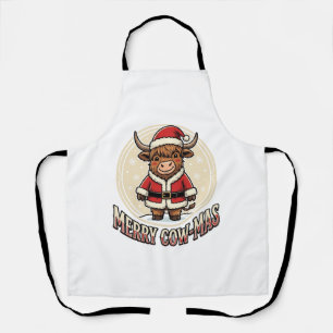 Merry Cowmas Highland Cow Christmas Shirt Design_1 Apron