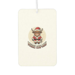 Merry Cowmas Highland Cow Christmas Shirt Design_1 Car Air Freshener