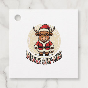 Merry Cowmas Highland Cow Christmas Shirt Design_1 Favour Tags