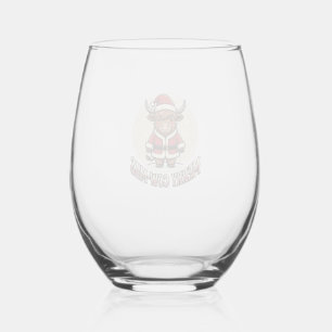 Merry Cowmas Highland Cow Christmas Shirt Design_1 Stemless Wine Glass