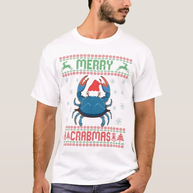 Merry Crabmas Funny Crab Ugly Christmas Sweater (Front)