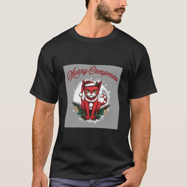 Merry Creepmas Cat T-Shirt (Front)