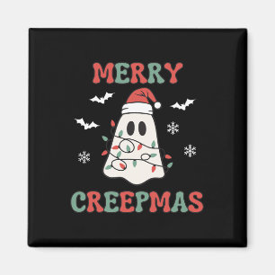Merry Creepmas Christmas Ghost Wrapped In Lights C Magnet