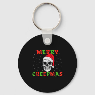 Merry Creepmas Gothic Christmas Skeleton Skull In Key Ring
