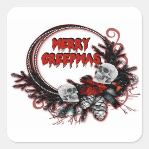 Merry Creepmas Horror Christmas Square Sticker