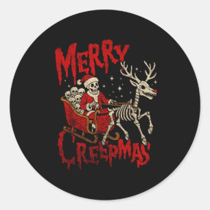 Merry Creepmas Skeleton Creepy Christmas Goth Holi Classic Round Sticker