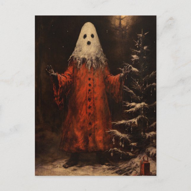 Merry Creepmas Spooky Ghost Gothic Vintage Postcard (Front)