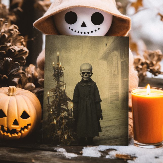 Merry Creepmas Spooky Skeleton Gothic Vintage Postcard (Creator Uploaded)