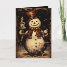Merry Creepmas Spooky Snowman Gothic Vintage