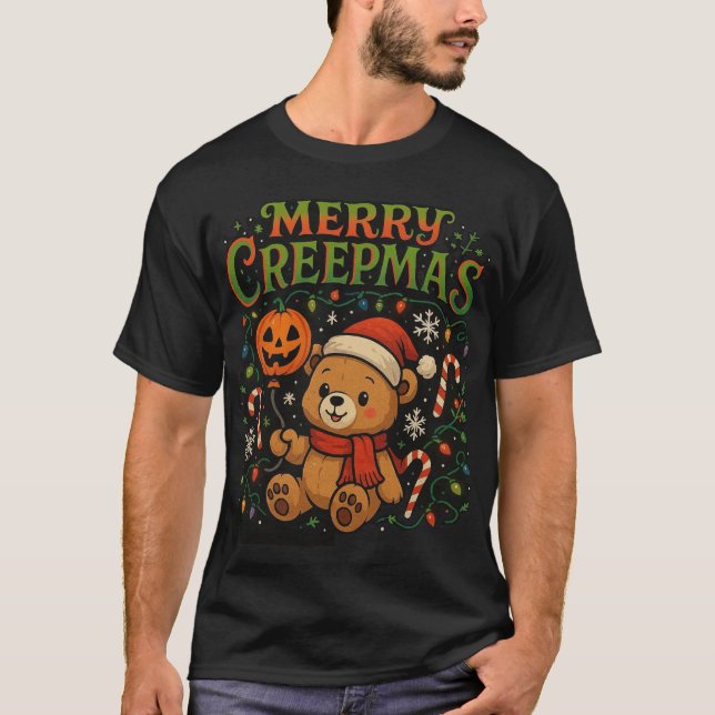Merry Creepmas T-Shirt | Funny Spooky Christmas Te (Front)