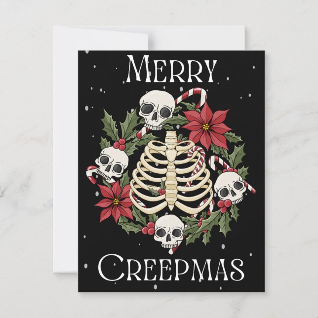 Merry Creepmas Wreath Holiday Card (Front)