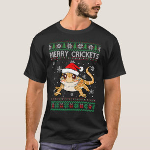 Merry Crickets Bearded Dragon Christmas Pajama Ugl T-Shirt