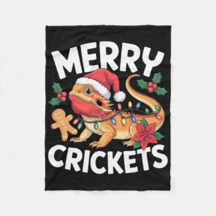 Merry Crickets! Bearded Dragon Christmas Pun Fleece Blanket