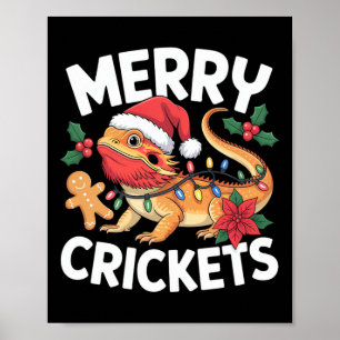 Merry Crickets! Bearded Dragon Christmas Pun Poster