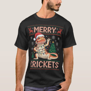 Merry Crickets Bearded Ugly Christmas T-Shirt