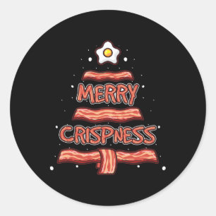 Merry Crispness Oh Bycon Tree Bbq Ugly Christmas S Classic Round Sticker