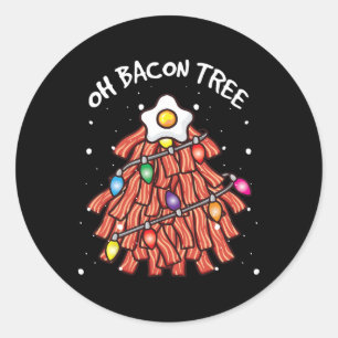 Merry Crispness Oh Bycon Tree Bbq Ugly Christmas S Classic Round Sticker