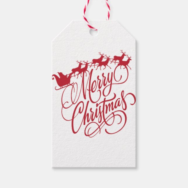 Merry Cristmas reindeer Gift Tags (Front)