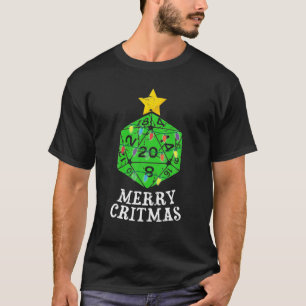 Merry Critmas 20 Sided Dice RPG Christmas Holiday T-Shirt