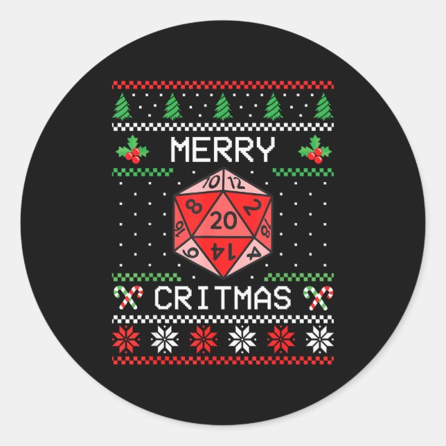 Merry Critmas Christmas Rpg Board Game Role Play U Classic Round Sticker (Front)